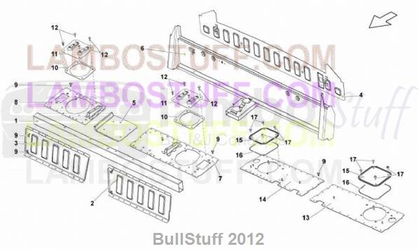 2008 Lamborghini GALLARDO SUPERLEGGERA EUROPE CENTER FRAME ELEMENTS (701.06.00)